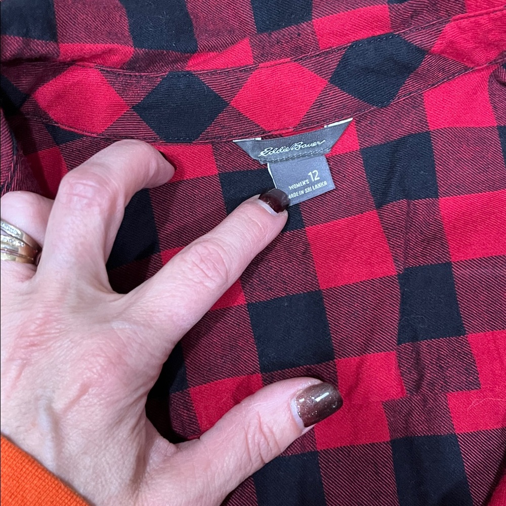 Eddie Baue Red and Black Plaid Button Down Shirt dress - Picture 3 of 6